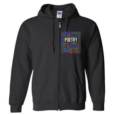 Poetry Words Lover Gift Poet Writing Poem Writer Gift Full Zip Hoodie