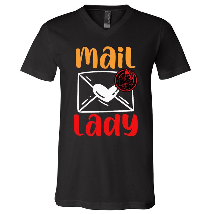 Postal Worker Mailman Mail Lady V-Neck T-Shirt