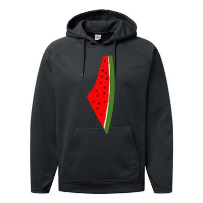 Palestine Watermelon Map Performance Fleece Hoodie