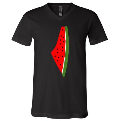 Palestine Watermelon Map V-Neck T-Shirt