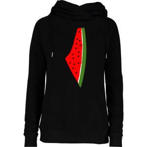 Palestine Watermelon Map Womens Funnel Neck Pullover Hood