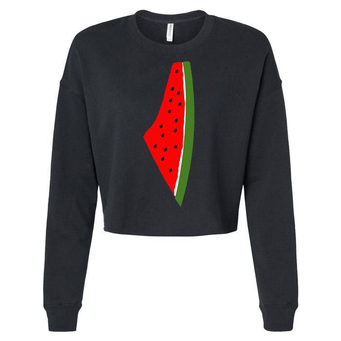 Palestine Watermelon Map Cropped Pullover Crew