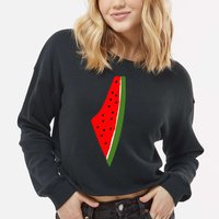 Palestine Watermelon Map Cropped Pullover Crew