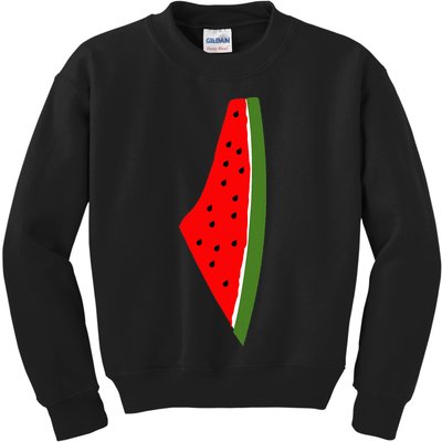 Palestine Watermelon Map Kids Sweatshirt