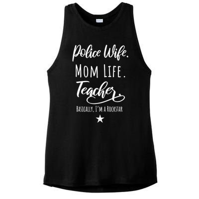 Police Wife Mom Life Teacher Rockstar Mother Gift Ladies PosiCharge Tri-Blend Wicking Tank