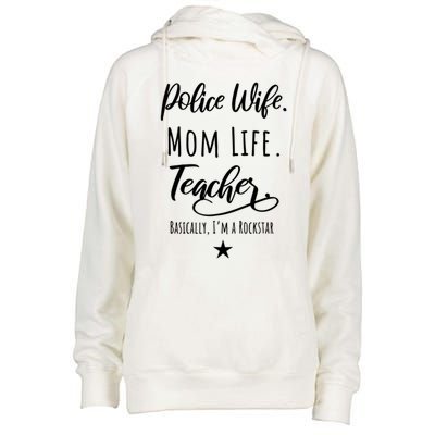 Police Wife Mom Life Teacher Rockstar Mother Gift Womens Funnel Neck Pullover Hood