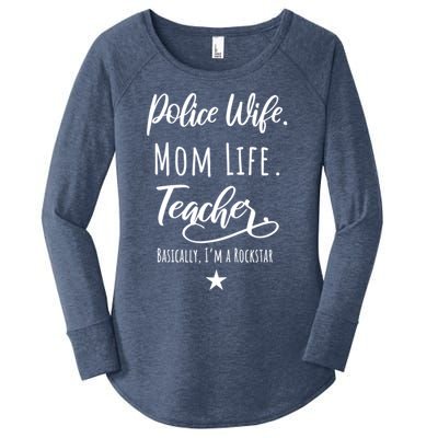 Police Wife Mom Life Teacher Rockstar Mother Gift Women's Perfect Tri Tunic Long Sleeve Shirt