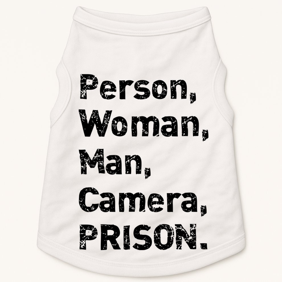 Person, Woman, Man, Camera, PRISON Doggie Tank