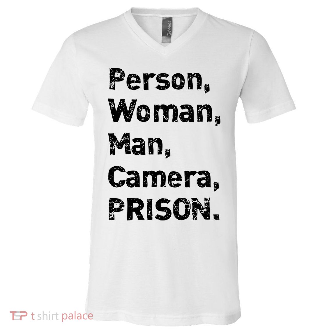 Person, Woman, Man, Camera, PRISON V-Neck T-Shirt