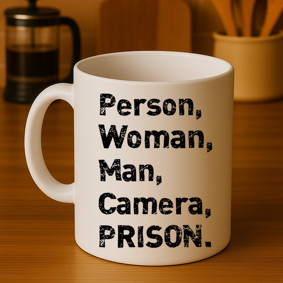 Person, Woman, Man, Camera, PRISON Mug