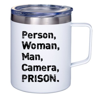 Person, Woman, Man, Camera, PRISON 12oz Stainless Steel Coffee Mug
