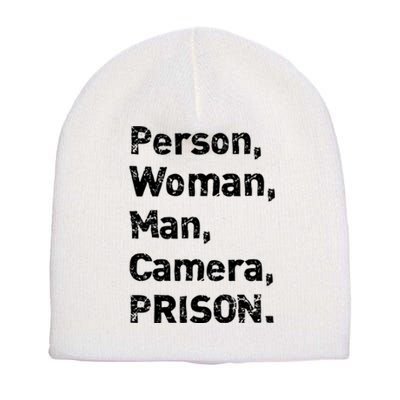 Person, Woman, Man, Camera, PRISON Short Acrylic Beanie