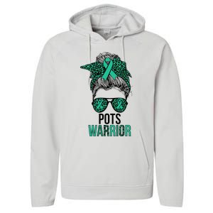 Pots Warrior Messy Bun Pots Awareness Day Pots Fighter Performance Fleece Hoodie