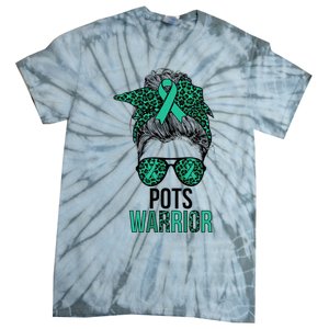 Pots Warrior Messy Bun Pots Awareness Day Pots Fighter Tie-Dye T-Shirt