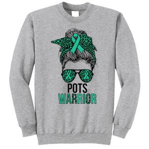 Pots Warrior Messy Bun Pots Awareness Day Pots Fighter Tall Sweatshirt