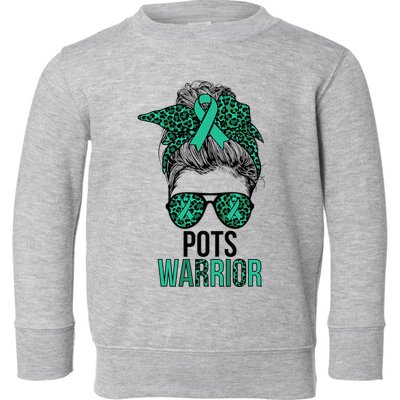 Pots Warrior Messy Bun Pots Awareness Day Pots Fighter Toddler Sweatshirt