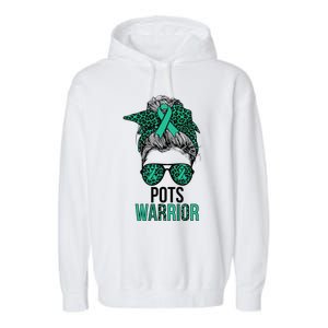 Pots Warrior Messy Bun Pots Awareness Day Pots Fighter Garment-Dyed Fleece Hoodie