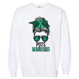 Pots Warrior Messy Bun Pots Awareness Day Pots Fighter Garment-Dyed Sweatshirt