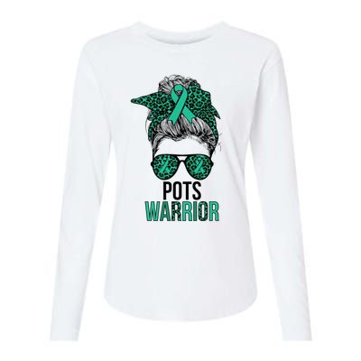 Pots Warrior Messy Bun Pots Awareness Day Pots Fighter Womens Cotton Relaxed Long Sleeve T-Shirt