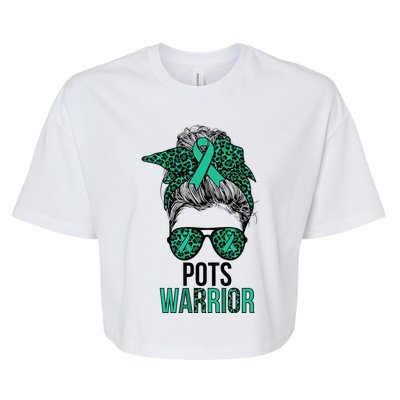 Pots Warrior Messy Bun Pots Awareness Day Pots Fighter Bella+Canvas Jersey Crop Tee