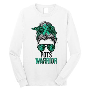 Pots Warrior Messy Bun Pots Awareness Day Pots Fighter Long Sleeve Shirt