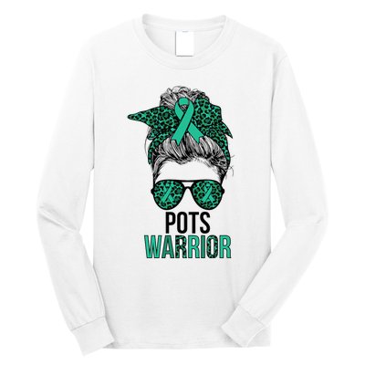 Pots Warrior Messy Bun Pots Awareness Day Pots Fighter Long Sleeve Shirt