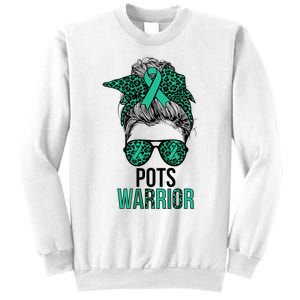 Pots Warrior Messy Bun Pots Awareness Day Pots Fighter Sweatshirt