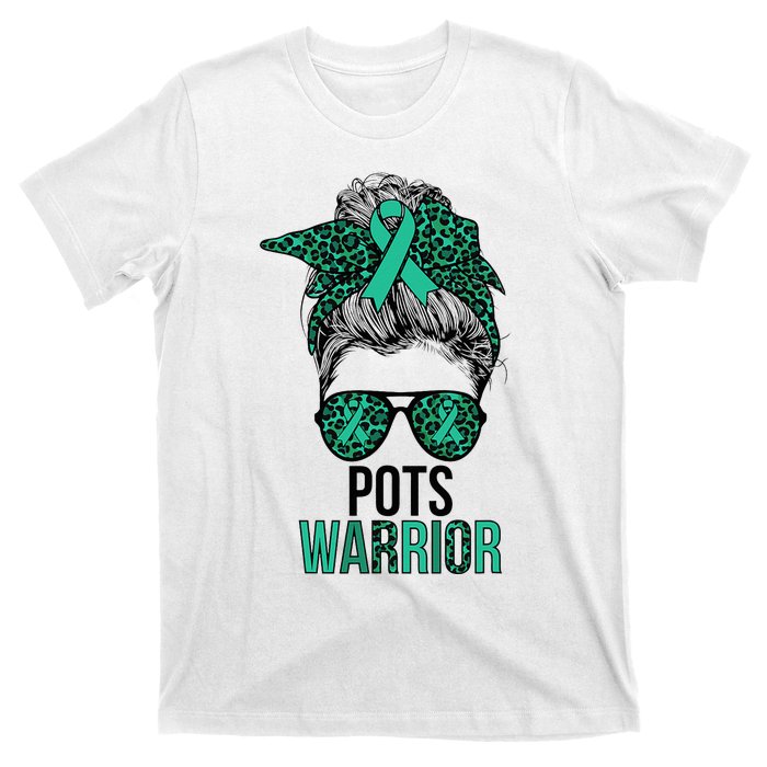 Pots Warrior Messy Bun Pots Awareness Day Pots Fighter T-Shirt