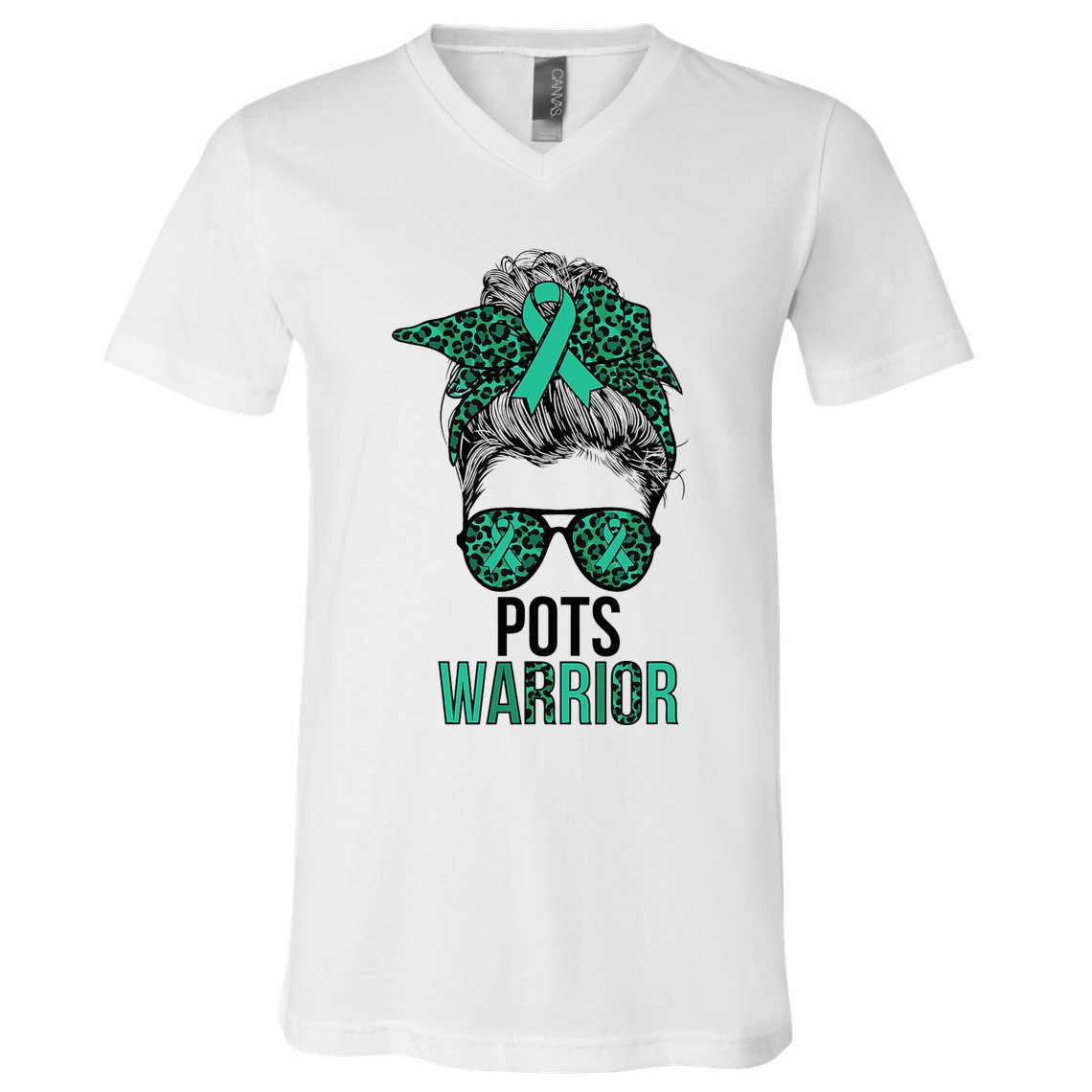 Pots Warrior Messy Bun Pots Awareness Day Pots Fighter V-Neck T-Shirt