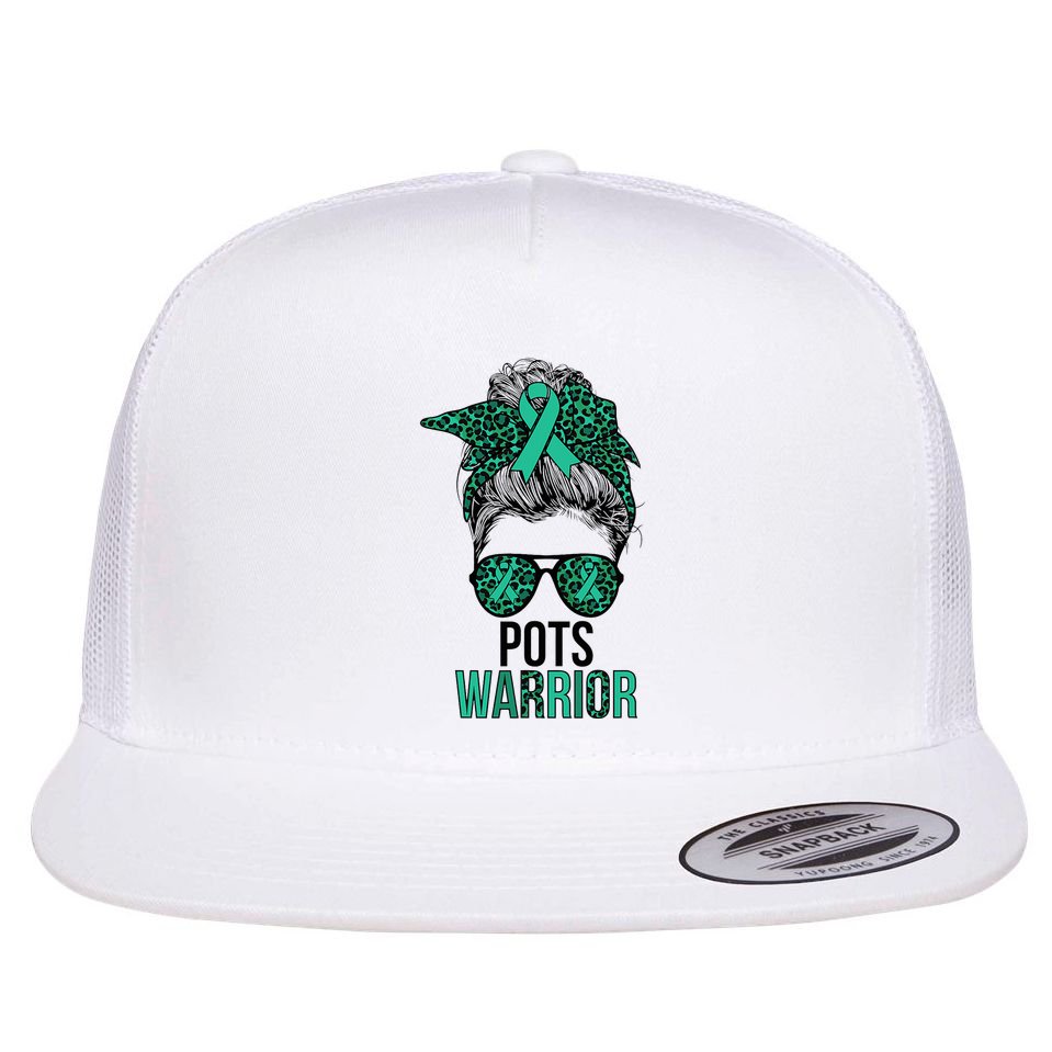 Pots Warrior Messy Bun Pots Awareness Day Pots Fighter Flat Bill Trucker Hat