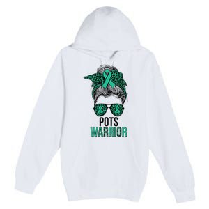 Pots Warrior Messy Bun Pots Awareness Day Pots Fighter Premium Pullover Hoodie