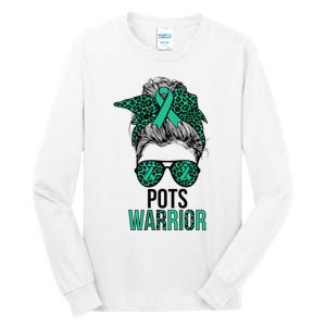 Pots Warrior Messy Bun Pots Awareness Day Pots Fighter Tall Long Sleeve T-Shirt