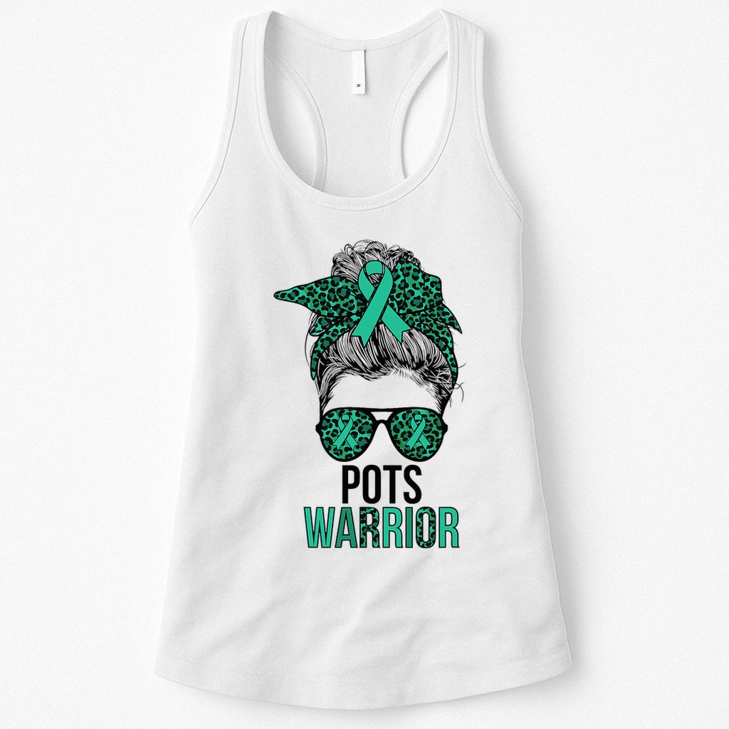 Pots Warrior Messy Bun Pots Awareness Day Pots Fighter Womens Tank Top