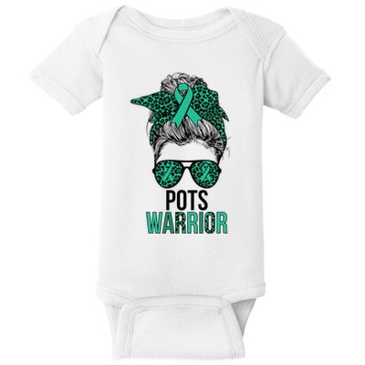 Pots Warrior Messy Bun Pots Awareness Day Pots Fighter Baby Bodysuit