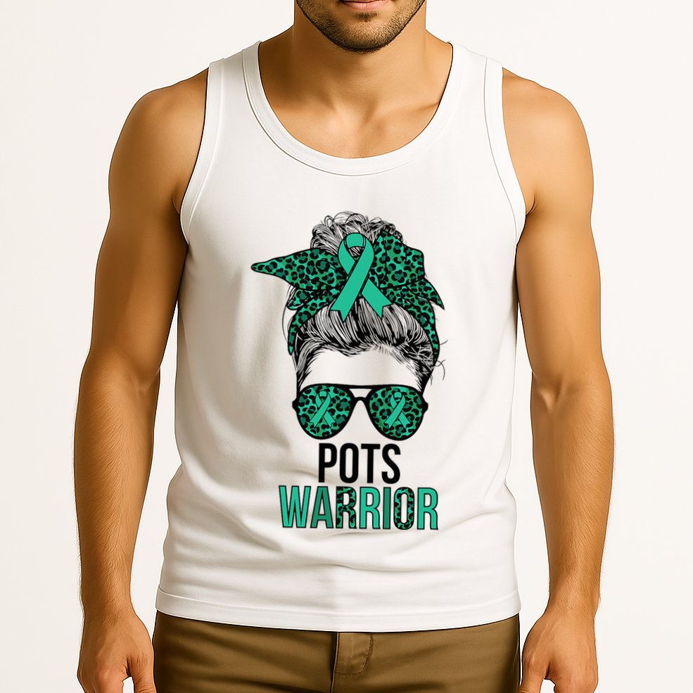 Pots Warrior Messy Bun Pots Awareness Day Pots Fighter Tank Top
