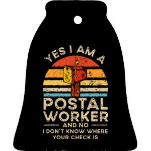 Postal Worker Mail Delivery Postman Ceramic Bell Ornament