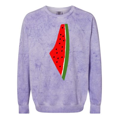 Palestine Watermelon Map Colorblast Crewneck Sweatshirt