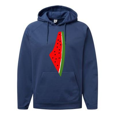 Palestine Watermelon Map Performance Fleece Hoodie