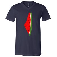 Palestine Watermelon Map V-Neck T-Shirt