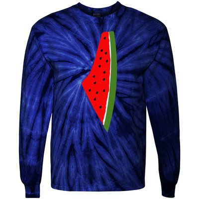 Palestine Watermelon Map Tie-Dye Long Sleeve Shirt