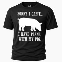 Plans With My Pig Ironic Farmer Pork Gift Cooling Performance Crew T-Shirt