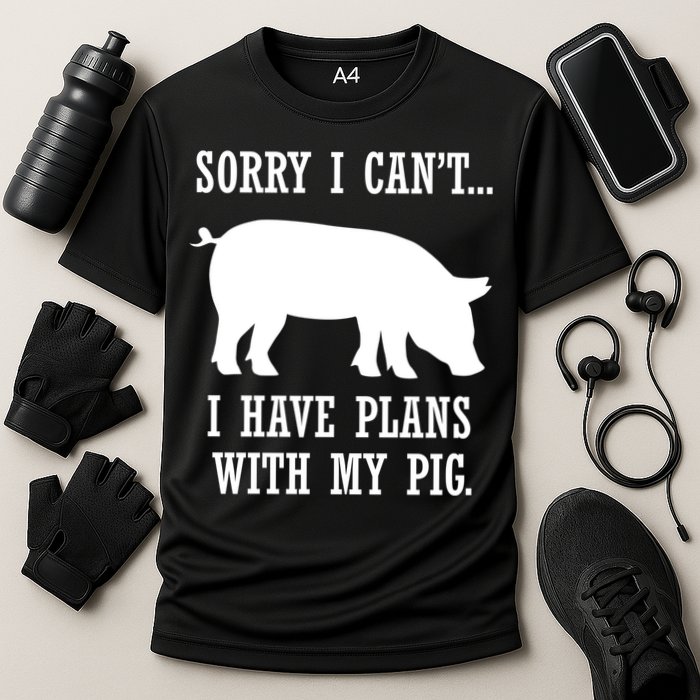 Plans With My Pig Ironic Farmer Pork Gift Cooling Performance Crew T-Shirt