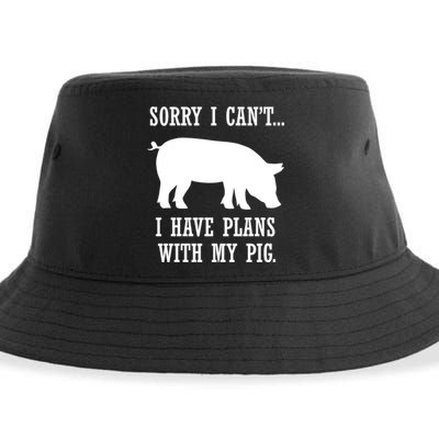 Plans With My Pig Ironic Farmer Pork Gift Sustainable Bucket Hat