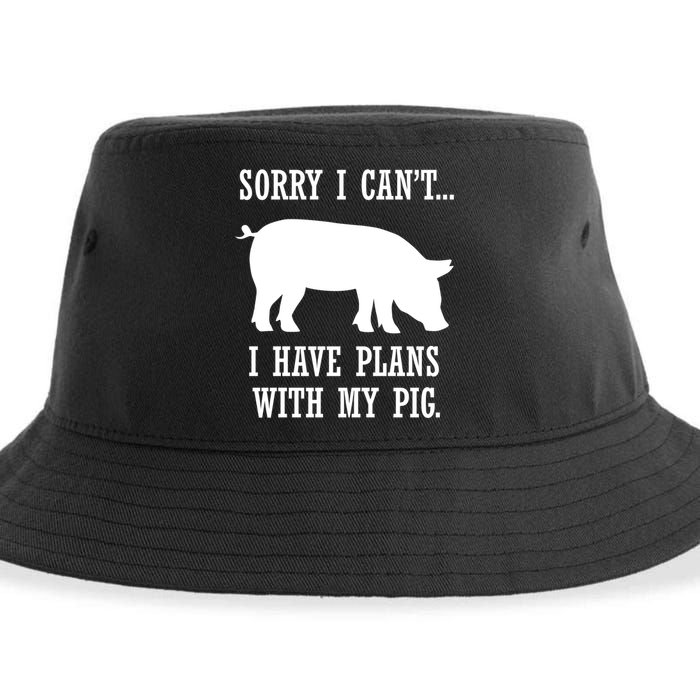 Plans With My Pig Ironic Farmer Pork Gift Sustainable Bucket Hat