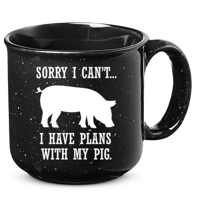 Plans With My Pig Ironic Farmer Pork Gift 15oz Campfire Ceramic Mug