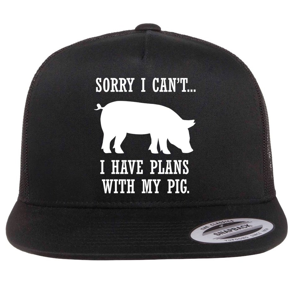 Plans With My Pig Ironic Farmer Pork Gift Flat Bill Trucker Hat