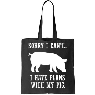 Plans With My Pig Ironic Farmer Pork Gift Tote Bag