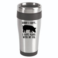 Plans With My Pig Ironic Farmer Pork Gift 16oz Travel Tumbler