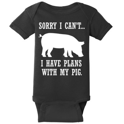 Plans With My Pig Ironic Farmer Pork Gift Baby Bodysuit