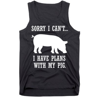 Plans With My Pig Ironic Farmer Pork Gift Tank Top